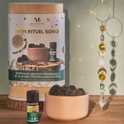 Coffret rituel songe Mességué diffuseur pierre volcanique et synergie huile essentielle