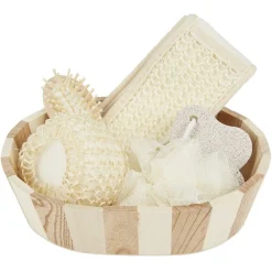 Coffret set de bain bois crin naturel