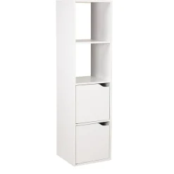 Colonne étagère Adam bois blanc 2 niches 2 portes H.120 cm