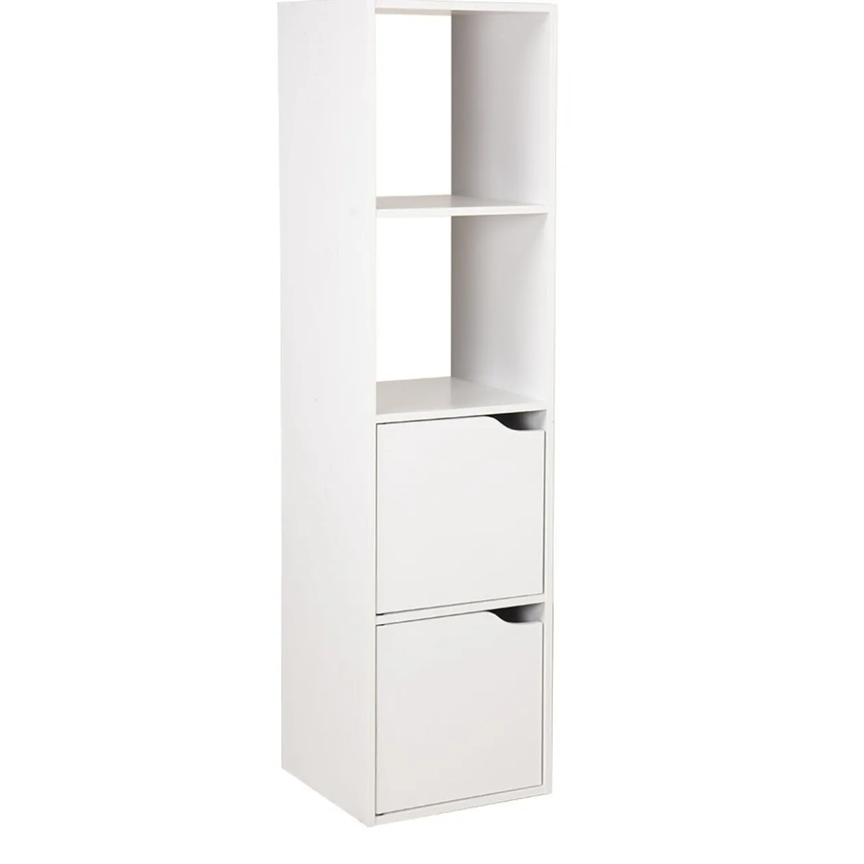 Colonne étagère Adam bois blanc 2 niches 2 portes H.120 cm