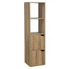 Colonne étagère Adam bois beige 2 niches 2 portes H.120 cm
