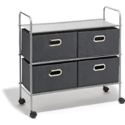 Commode 4 tiroirs à roulettes noire