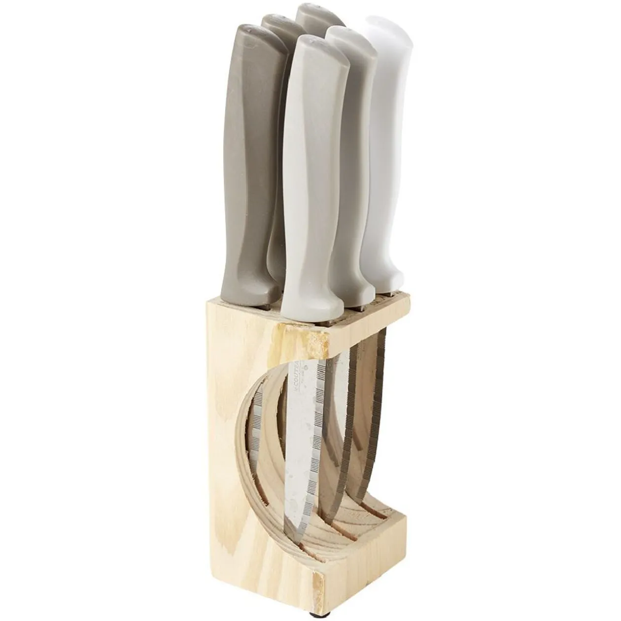 Coouteau à steak inox x6 et bloc en pin