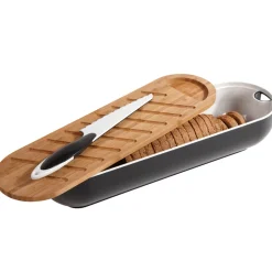 Corbeille 3 en 1 boîte à pain avec planche bambou et couteau