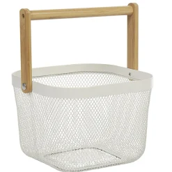 Corbeille à fruits avec anse métal blanc naturel