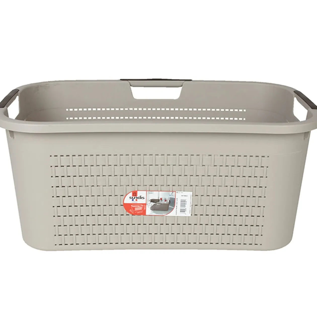 Corbeille à linge avec poignées design rotin taupe 40 L