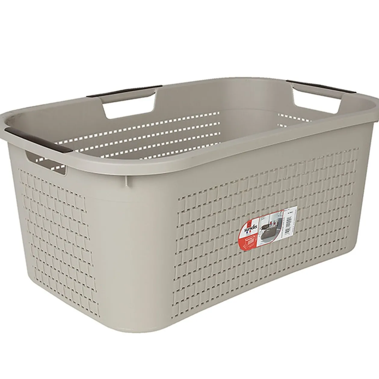 Corbeille à linge avec poignées design rotin taupe 40 L