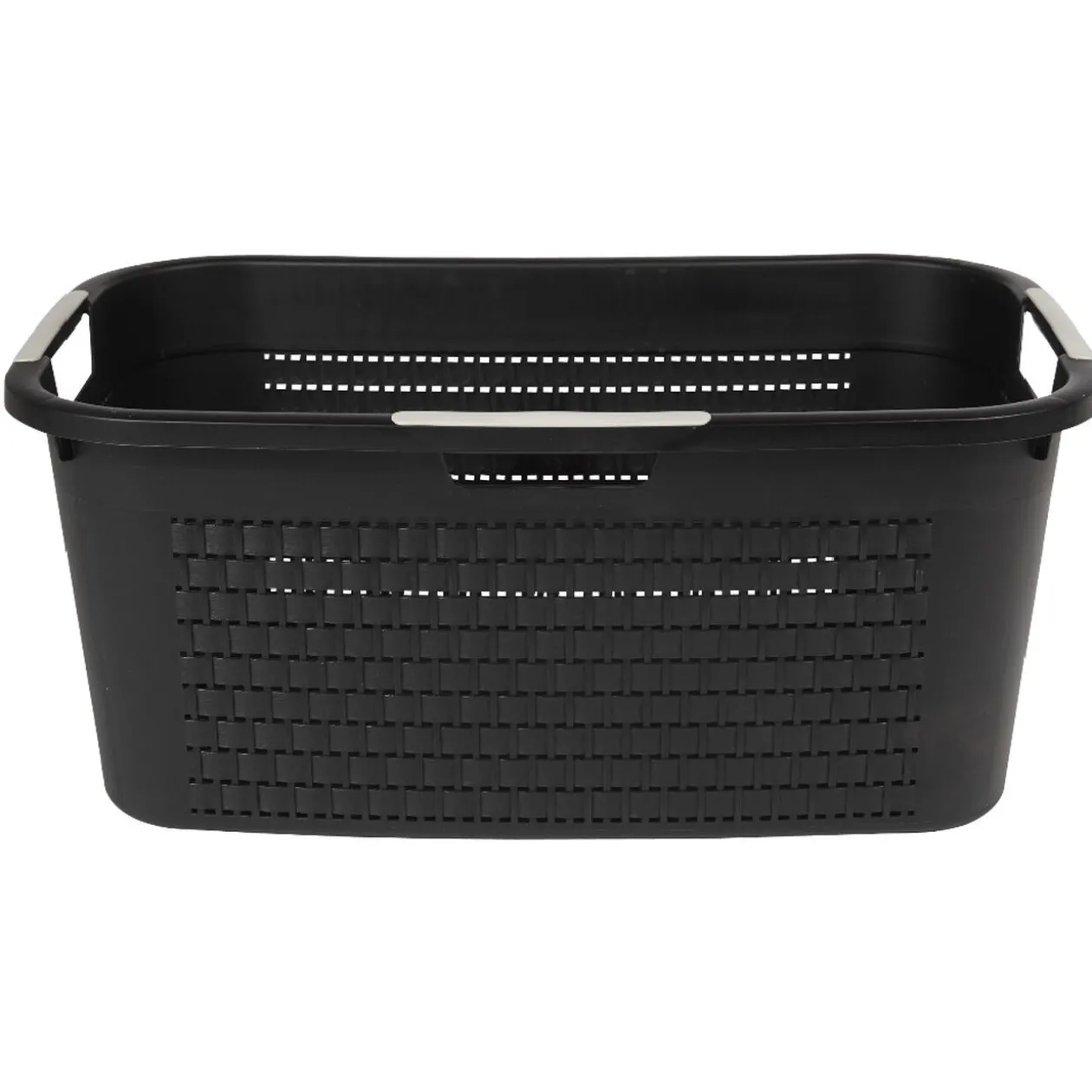 Corbeille à linge avec poignées design rotin noire 40 L