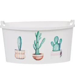 Corbeille à linge blanche design cactus 42 L