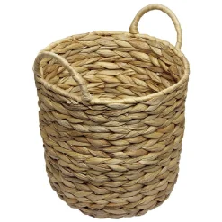 Corbeille avec anses en jacinthe tressée H25 cm