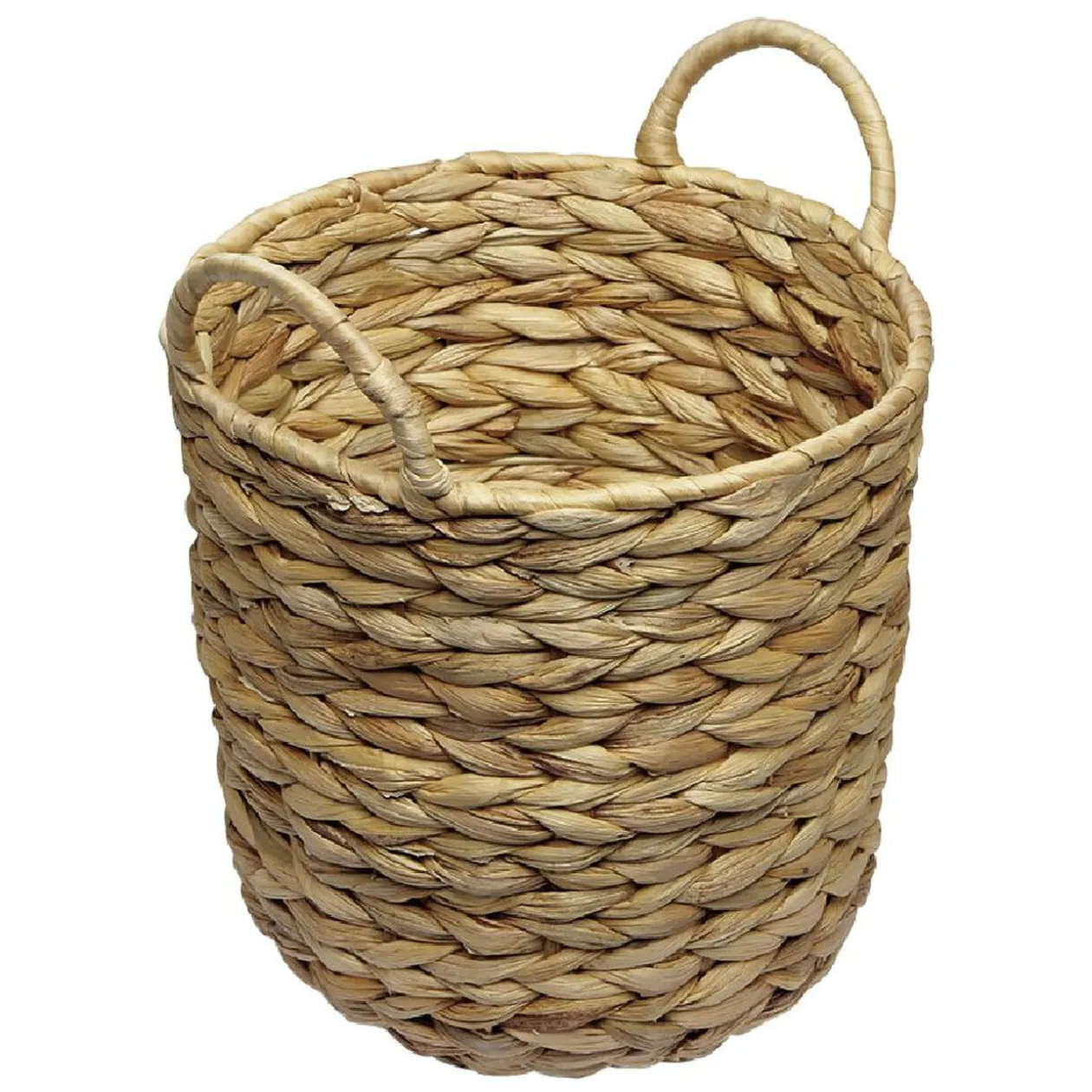 Corbeille avec anses en jacinthe tressée H25 cm