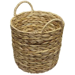 Corbeille avec anses en jacinthe tressée H25 cm