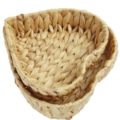 Corbeille forme coeur jacinthe d'eau tressée x2