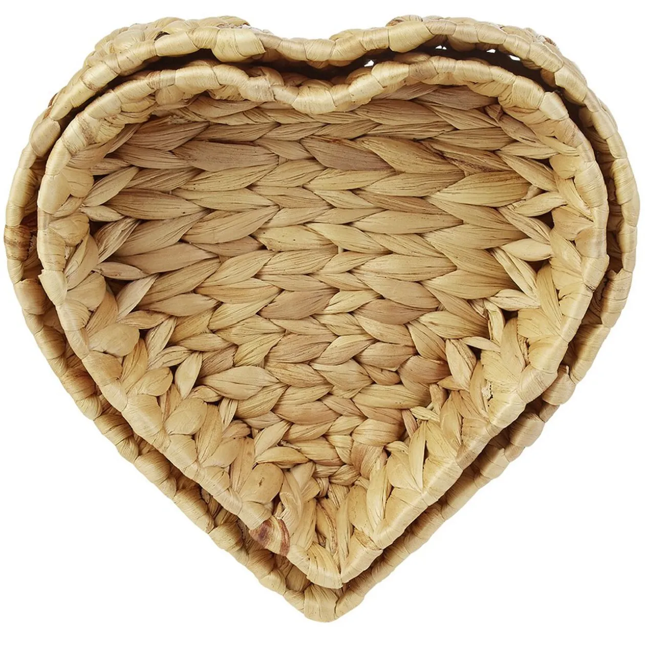 Corbeille forme coeur jacinthe d'eau tressée x2