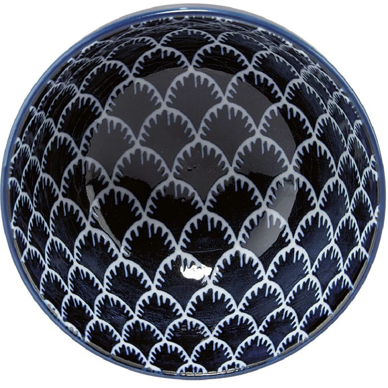 Coupelle en porcelaine décor blanc et bleu