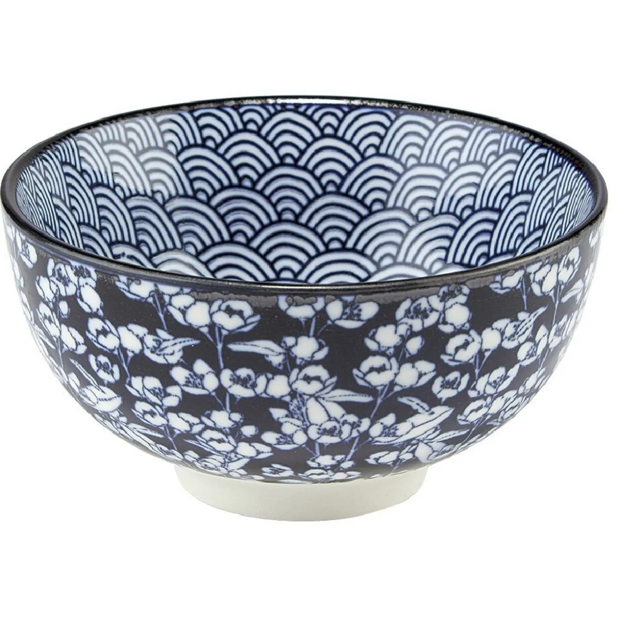 Coupelle en porcelaine décor blanc et bleu