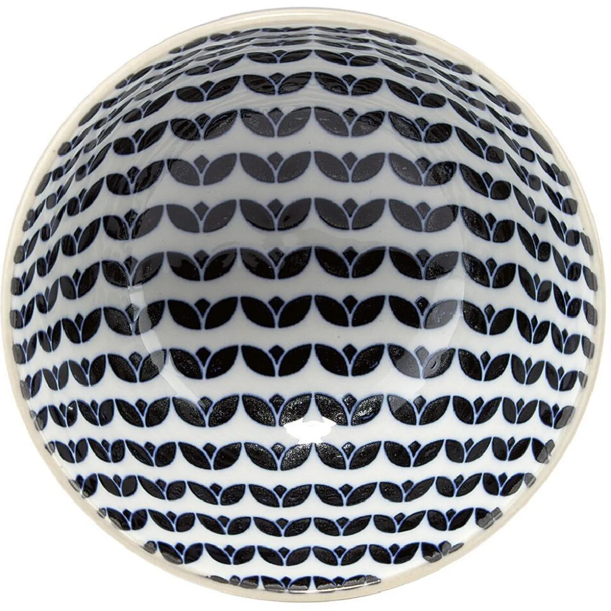 Coupelle en porcelaine décor blanc et bleu