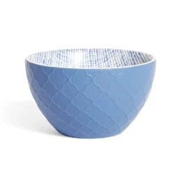 Coupelle porcelaine motif tissé blanc et bleu Ø13xH7,2cm