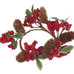 Couronne Noël pommes de pin et fruits rouges