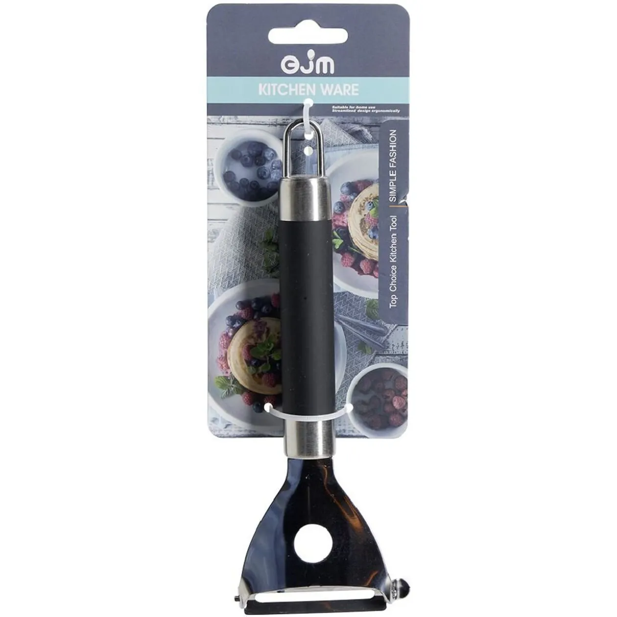 Couteau éplucheur étrier en inox avec manche plastique L.18cm