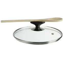 Couvercle verre trempé anti éclaboussures poignée repose ustensile Ø20