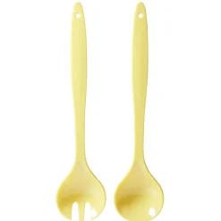 Couverts à salade en plastique jaune x2