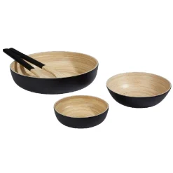Couverts à salade noir en bambou x2