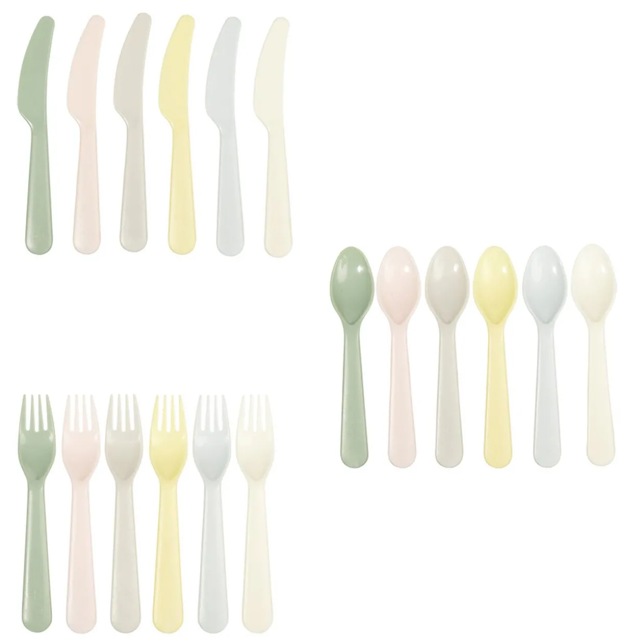 Couverts en plastique réutilisable 6 personnes