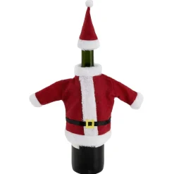 Couvre bouteille forme habit de Père Noël rouge et blanc