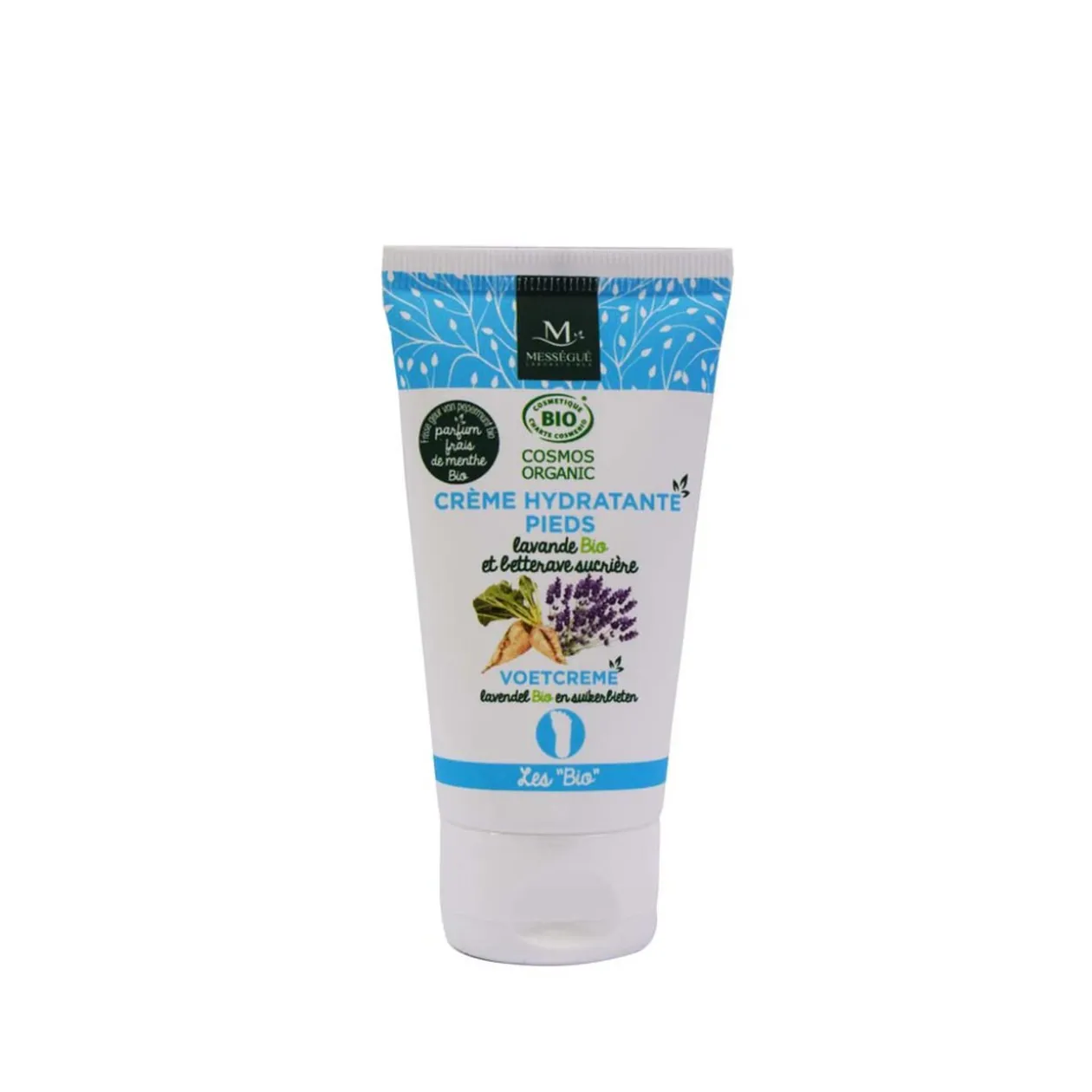 Crème hydratante pour les pieds certifiée bio, tube de 50 ml