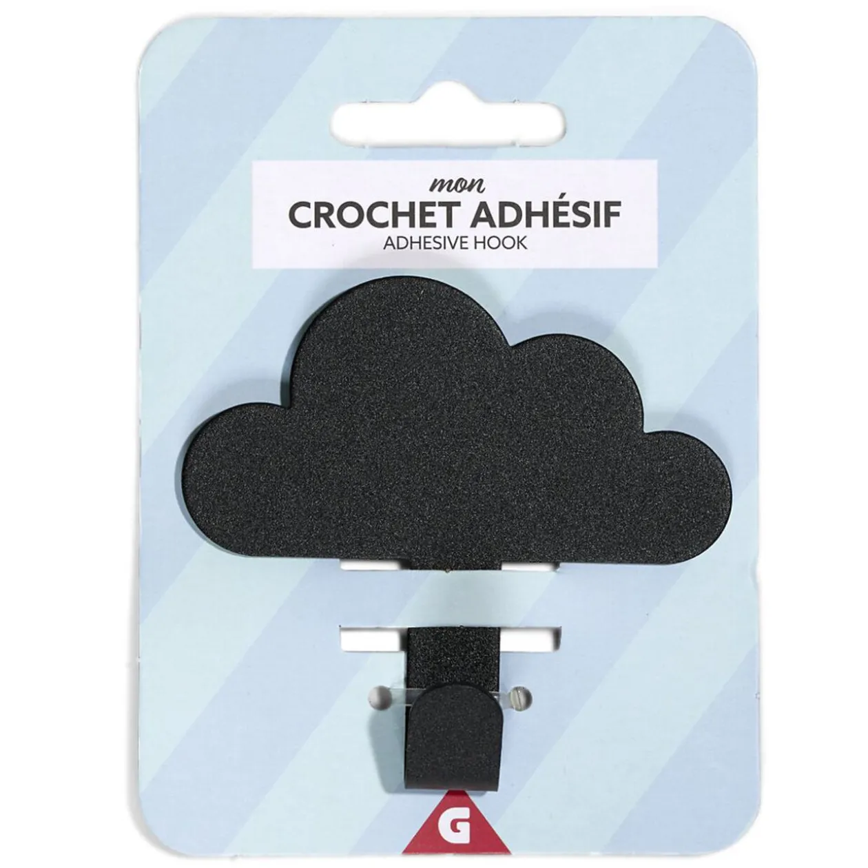 Crochet adhésif métal forme nuage 8,5x2xH11,4cm - 3 modèles