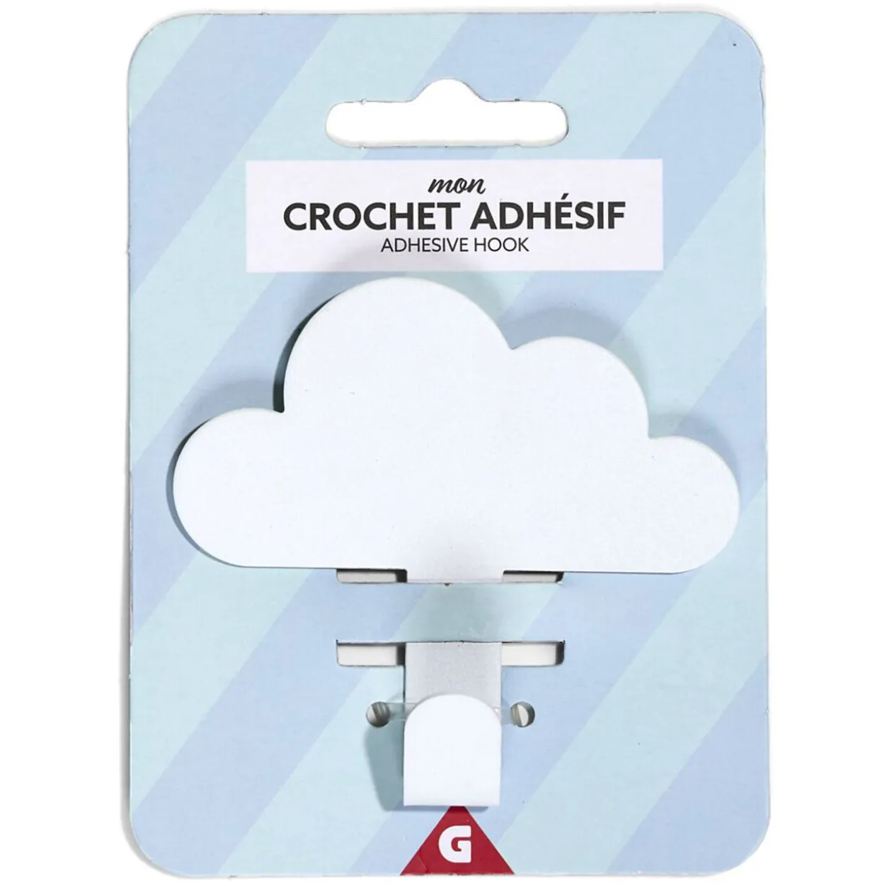 Crochet adhésif métal forme nuage 8,5x2xH11,4cm - 3 modèles