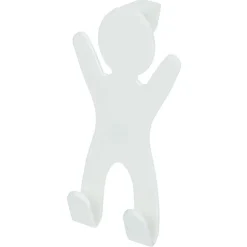 Crochet de porte forme bonhomme gris - 10,5xH.19 cm