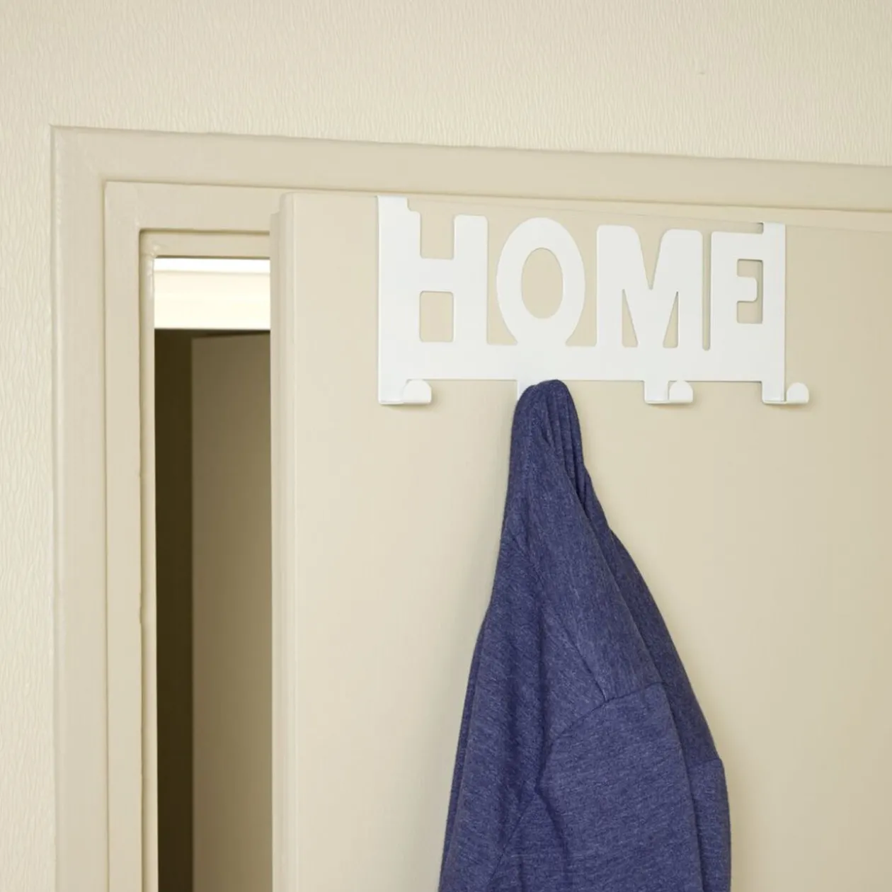 Crochet de porte HOME en métal blanc ou noir 36,5x16,5cm - 2 modèles