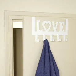 Crochet de porte LOVE en métal blanc ou noir 36,5x16,5cm - 2 modèles
