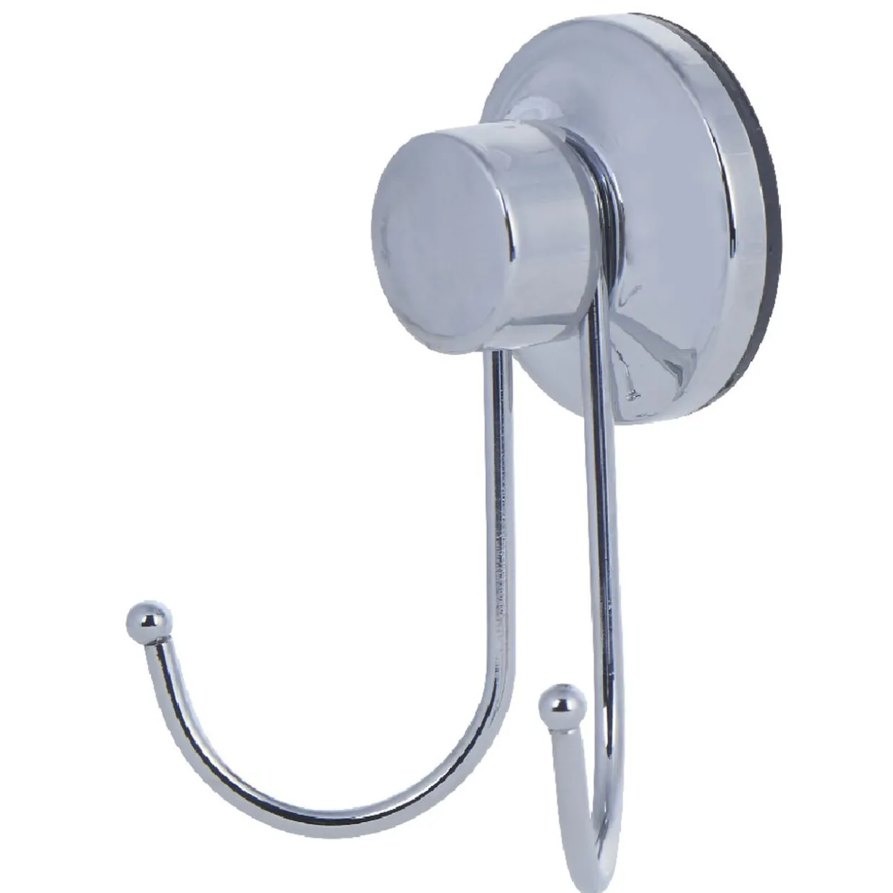 Crochet double à ventouse inox gris