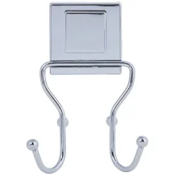 Crochet double à ventouse métal gris