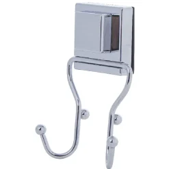 Crochet double à ventouse métal gris