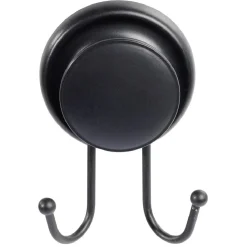 Crochet double à ventouse métal noir