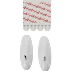 Crochet en plastique bout métal blanc x2