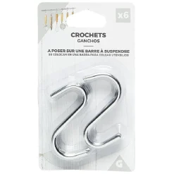 Crochet pour barre inox suspendue x6