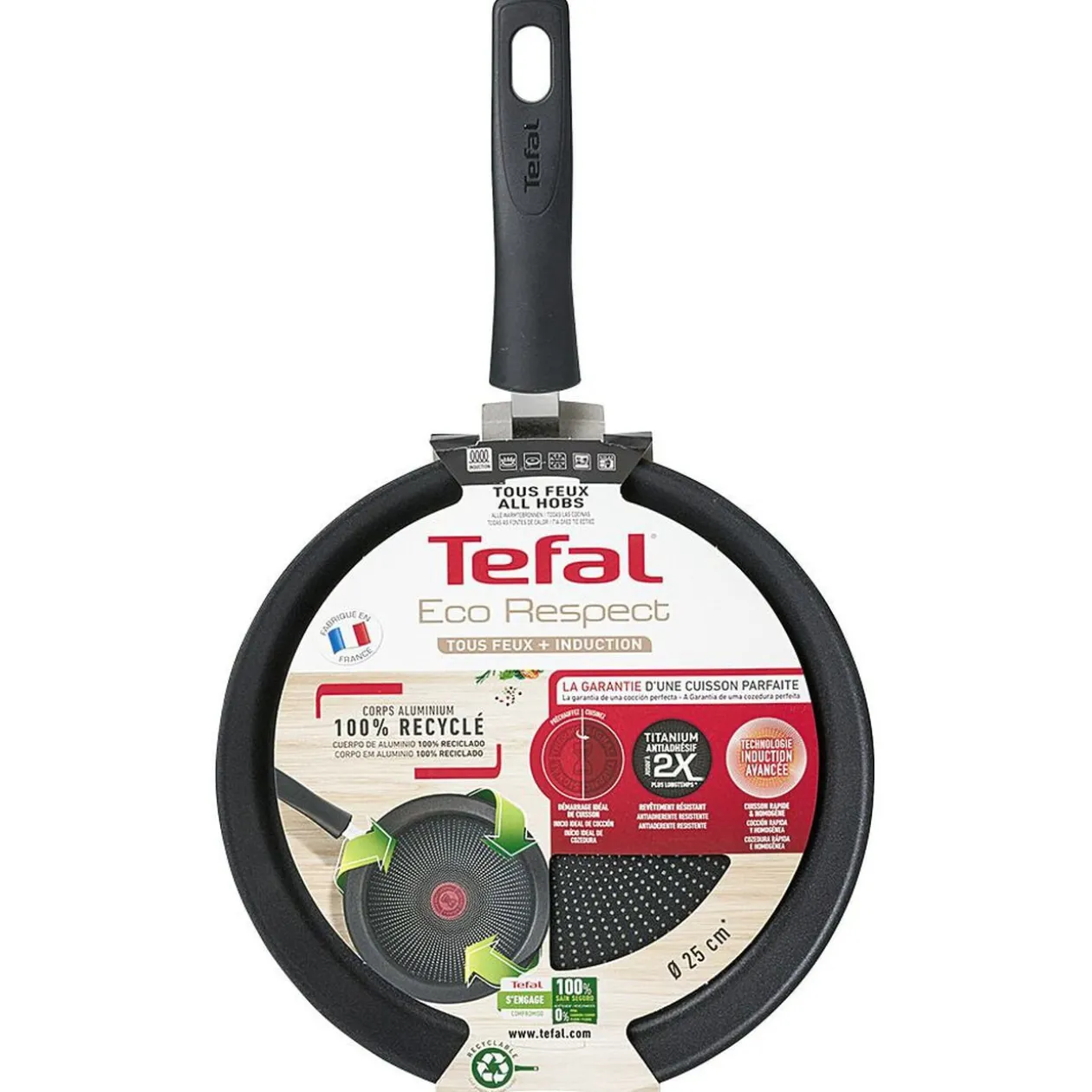 Crêpière Tefal aluminium anti adhérente thermosignal marron Ø 25 cm