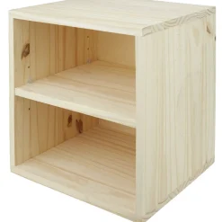 Cube de rangement 2 niches pin naturel