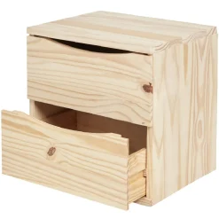 Cube de rangement 2 tiroirs pin naturel