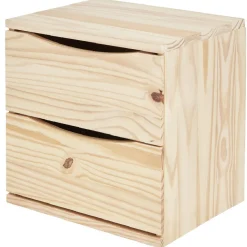 Cube de rangement 2 tiroirs pin naturel