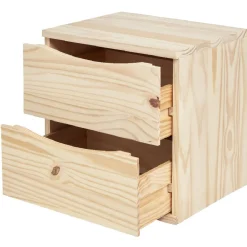 Cube de rangement 2 tiroirs pin naturel