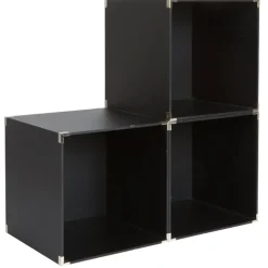 Cube de rangement déco noir x3