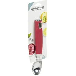 Cuillère à glace inox avec manche en polypropylène rouge