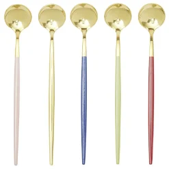 Cuillère mazagran en inox avec manche couleur x5