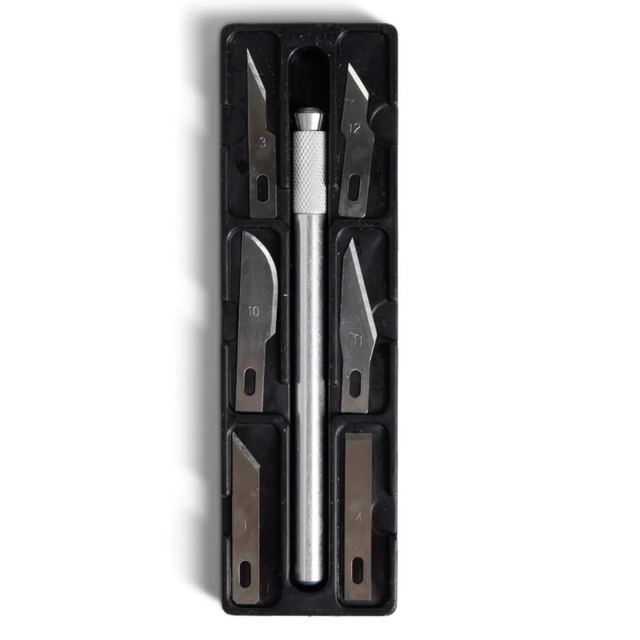 Cutter de précision 7 lames incluses métal gris